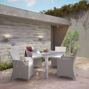 ModwayModway Junction 5 Piece Outdoor Patio Dining Set EEI-1744 EEI-1744-GRY-WHI-SET- BetterPatio.com