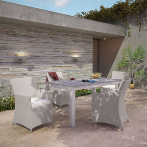 ModwayModway Junction 5 Piece Outdoor Patio Dining Set EEI-1746 EEI-1746-GRY-WHI-SET- BetterPatio.com