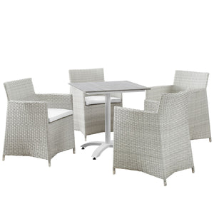 ModwayModway Junction 5 Piece Outdoor Patio Dining Set EEI-1760 EEI-1760-GRY-WHI-SET- BetterPatio.com