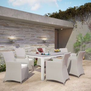 ModwayModway Junction 7 Piece Outdoor Patio Dining Set EEI-1748 EEI-1748-GRY-WHI-SET- BetterPatio.com