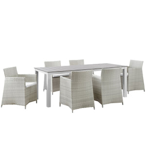 ModwayModway Junction 7 Piece Outdoor Patio Dining Set EEI-1750 EEI-1750-GRY-WHI-SET- BetterPatio.com