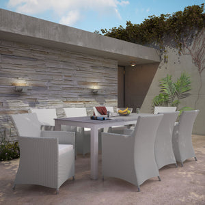 ModwayModway Junction 9 Piece Outdoor Patio Dining Set EEI-1752 EEI-1752-GRY-WHI-SET- BetterPatio.com