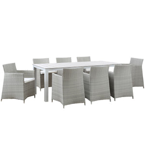 ModwayModway Junction 9 Piece Outdoor Patio Dining Set EEI-1752 EEI-1752-GRY-WHI-SET- BetterPatio.com