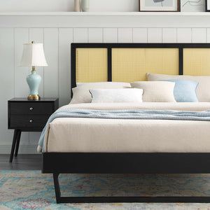 ModwayModway Kelsea Cane and Wood Full Platform Bed With Angular Legs MOD-6695 MOD-6695-BLK- BetterPatio.com