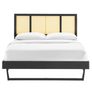 ModwayModway Kelsea Cane and Wood Full Platform Bed With Angular Legs MOD-6695 MOD-6695-BLK- BetterPatio.com