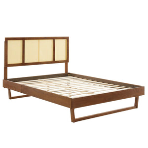 ModwayModway Kelsea Cane and Wood Full Platform Bed With Angular Legs MOD-6695 MOD-6695-WAL- BetterPatio.com