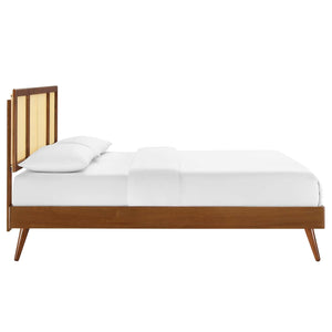 ModwayModway Kelsea Cane and Wood Full Platform Bed With Splayed Legs MOD-6696 MOD-6696-WAL- BetterPatio.com