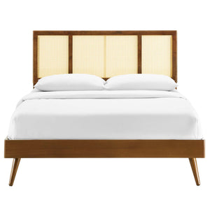 ModwayModway Kelsea Cane and Wood Full Platform Bed With Splayed Legs MOD-6696 MOD-6696-WAL- BetterPatio.com