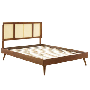 ModwayModway Kelsea Cane and Wood Full Platform Bed With Splayed Legs MOD-6696 MOD-6696-WAL- BetterPatio.com