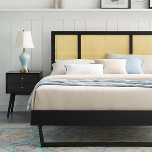 ModwayModway Kelsea Cane and Wood King Platform Bed With Angular Legs MOD-6697 MOD-6697-BLK- BetterPatio.com