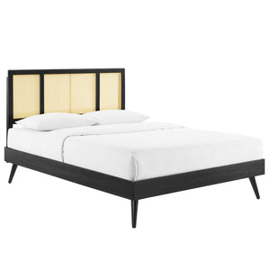 ModwayModway Kelsea Cane and Wood King Platform Bed With Splayed Legs MOD-6698 MOD-6698-BLK- BetterPatio.com