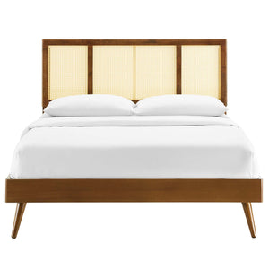 ModwayModway Kelsea Cane and Wood King Platform Bed With Splayed Legs MOD-6698 MOD-6698-WAL- BetterPatio.com