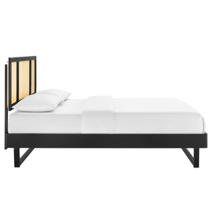 ModwayModway Kelsea Cane and Wood Queen Platform Bed With Angular Legs MOD-6372 MOD-6372-BLK- BetterPatio.com