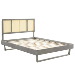 ModwayModway Kelsea Cane and Wood Queen Platform Bed With Angular Legs MOD-6372 MOD-6372-GRY- BetterPatio.com