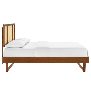 ModwayModway Kelsea Cane and Wood Queen Platform Bed With Angular Legs MOD-6372 MOD-6372-WAL- BetterPatio.com