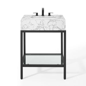 ModwayModway Kingsley 26" Black Stainless Steel Bathroom Vanity EEI-3996 EEI-3996-BLK-WHI- BetterPatio.com