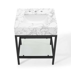 ModwayModway Kingsley 26" Black Stainless Steel Bathroom Vanity EEI-3996 EEI-3996-BLK-WHI- BetterPatio.com