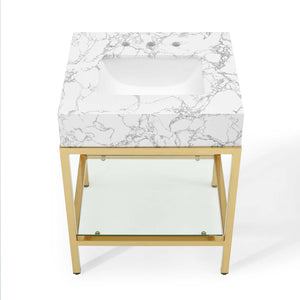 ModwayModway Kingsley 26" Gold Stainless Steel Bathroom Vanity EEI-3995 EEI-3995-GLD-WHI- BetterPatio.com