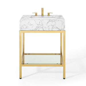 ModwayModway Kingsley 26" Gold Stainless Steel Bathroom Vanity EEI-3995 EEI-3995-GLD-WHI- BetterPatio.com