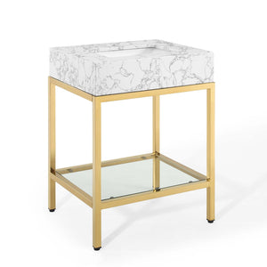 ModwayModway Kingsley 26" Gold Stainless Steel Bathroom Vanity EEI-3995 EEI-3995-GLD-WHI- BetterPatio.com