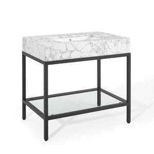 ModwayModway Kingsley 36" Black Stainless Steel Bathroom Vanity EEI-3998 EEI-3998-BLK-WHI- BetterPatio.com