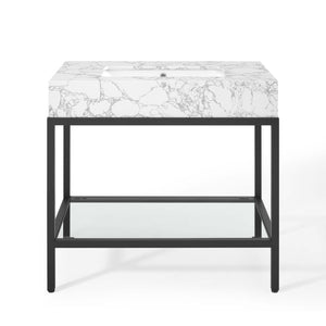 ModwayModway Kingsley 36" Black Stainless Steel Bathroom Vanity EEI-3998 EEI-3998-BLK-WHI- BetterPatio.com