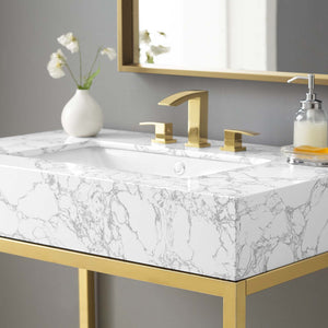 ModwayModway Kingsley 36" Gold Stainless Steel Bathroom Vanity EEI-3997 EEI-3997-GLD-WHI- BetterPatio.com