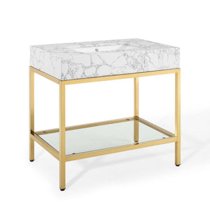 ModwayModway Kingsley 36" Gold Stainless Steel Bathroom Vanity EEI-3997 EEI-3997-GLD-WHI- BetterPatio.com