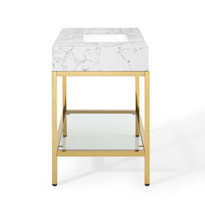 ModwayModway Kingsley 36" Gold Stainless Steel Bathroom Vanity EEI-3997 EEI-3997-GLD-WHI- BetterPatio.com