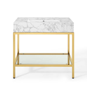 ModwayModway Kingsley 36" Gold Stainless Steel Bathroom Vanity EEI-3997 EEI-3997-GLD-WHI- BetterPatio.com