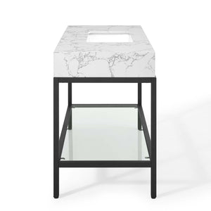 ModwayModway Kingsley 50" Black Stainless Steel Bathroom Vanity EEI-4000 EEI-4000-BLK-WHI- BetterPatio.com