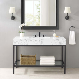 ModwayModway Kingsley 50" Black Stainless Steel Bathroom Vanity EEI-4000 EEI-4000-BLK-WHI- BetterPatio.com