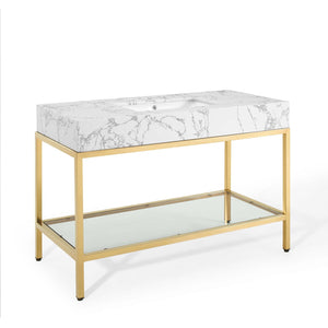 ModwayModway Kingsley 50" Gold Stainless Steel Bathroom Vanity EEI-3999 EEI-3999-GLD-WHI- BetterPatio.com