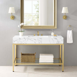 ModwayModway Kingsley 50" Gold Stainless Steel Bathroom Vanity EEI-3999 EEI-3999-GLD-WHI- BetterPatio.com