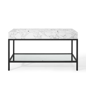 ModwayModway Kingsley 60" Black Stainless Steel Bathroom Vanity EEI-4002 EEI-4002-BLK-WHI- BetterPatio.com