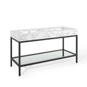 ModwayModway Kingsley 60" Black Stainless Steel Bathroom Vanity EEI-4002 EEI-4002-BLK-WHI- BetterPatio.com