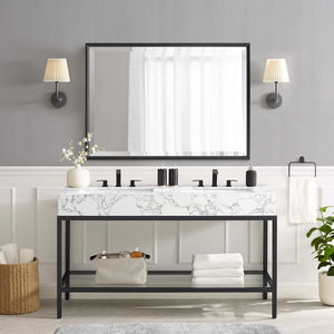 ModwayModway Kingsley 60" Black Stainless Steel Bathroom Vanity EEI-4002 EEI-4002-BLK-WHI- BetterPatio.com