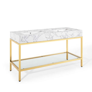 ModwayModway Kingsley 60" Gold Stainless Steel Bathroom Vanity EEI-4001 EEI-4001-GLD-WHI- BetterPatio.com