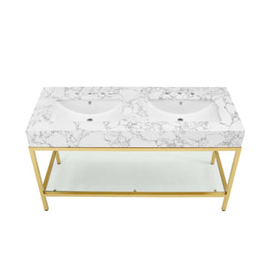 ModwayModway Kingsley 60" Gold Stainless Steel Bathroom Vanity EEI-4001 EEI-4001-GLD-WHI- BetterPatio.com