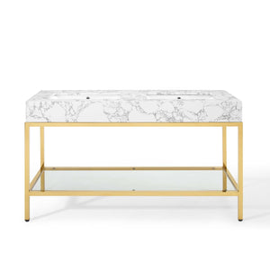 ModwayModway Kingsley 60" Gold Stainless Steel Bathroom Vanity EEI-4001 EEI-4001-GLD-WHI- BetterPatio.com