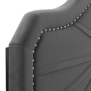 ModwayModway Kristin Pleated Performance Velvet Twin Headboard MOD-6349 MOD-6349-CHA- BetterPatio.com