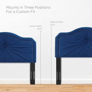 ModwayModway Kristin Pleated Performance Velvet Twin Headboard MOD-6349 MOD-6349-NAV- BetterPatio.com