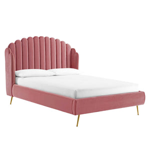 ModwayModway Lana Queen Performance Velvet Wingback Platform Bed MOD-6282 MOD-6282-DUS- BetterPatio.com