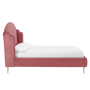 ModwayModway Lana Queen Performance Velvet Wingback Platform Bed MOD-6282 MOD-6282-DUS- BetterPatio.com