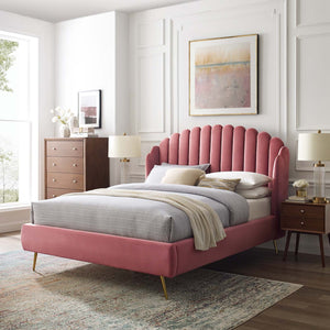 ModwayModway Lana Queen Performance Velvet Wingback Platform Bed MOD-6282 MOD-6282-DUS- BetterPatio.com