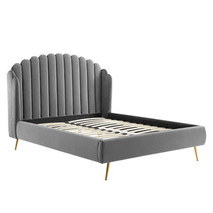 ModwayModway Lana Queen Performance Velvet Wingback Platform Bed MOD-6282 MOD-6282-GRY- BetterPatio.com