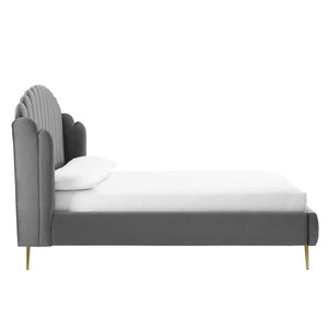 ModwayModway Lana Queen Performance Velvet Wingback Platform Bed MOD-6282 MOD-6282-GRY- BetterPatio.com