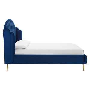 ModwayModway Lana Queen Performance Velvet Wingback Platform Bed MOD-6282 MOD-6282-NAV- BetterPatio.com