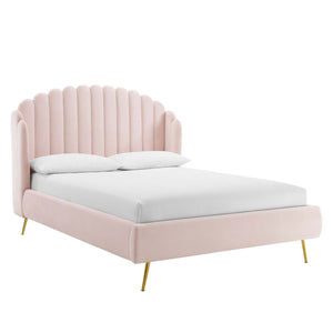 ModwayModway Lana Queen Performance Velvet Wingback Platform Bed MOD-6282 MOD-6282-PNK- BetterPatio.com