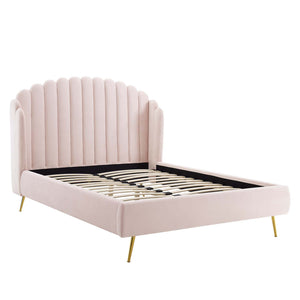 ModwayModway Lana Queen Performance Velvet Wingback Platform Bed MOD-6282 MOD-6282-PNK- BetterPatio.com